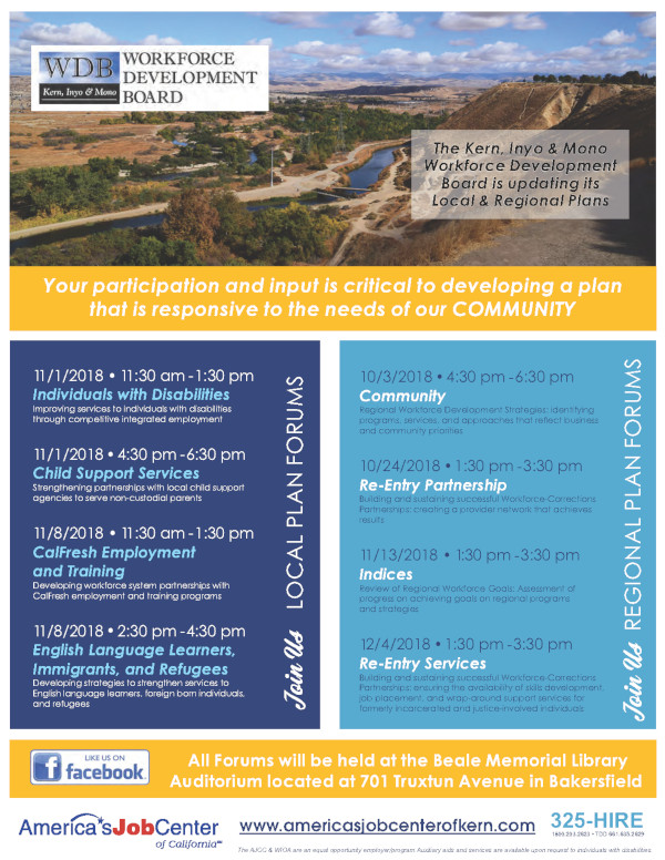 Workforce Development Board Regional and Local Plan Forums
