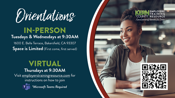 Orientations in-person on Tuesdays & Wednesdays at 9:30 a.m. and virtual on Thursdays at 9:30 a.m. Click image to view flyer with more information.